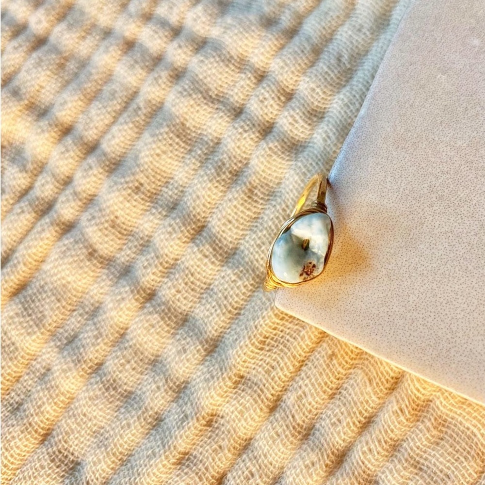Gold filled Ring with Larimar stone